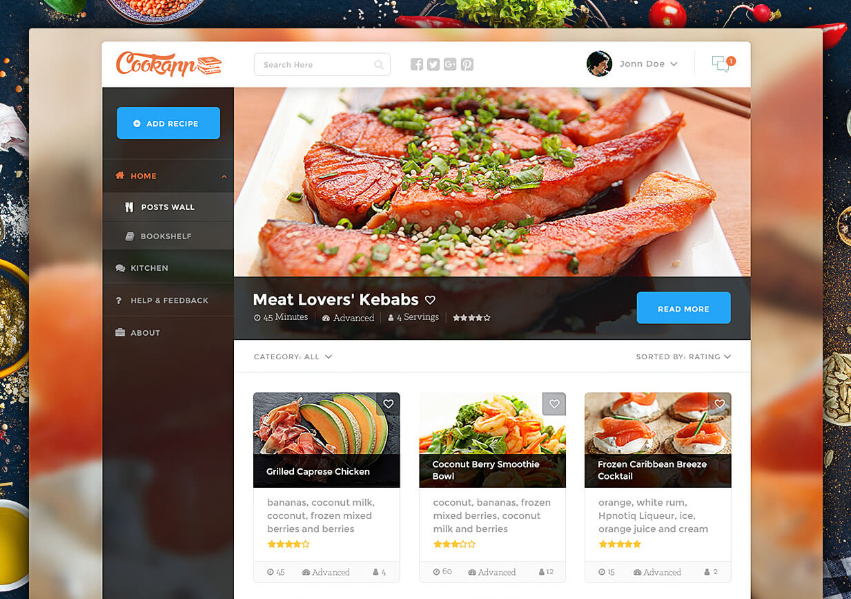 Recipe Website Design - Dinner, Easy Meal, Food Network